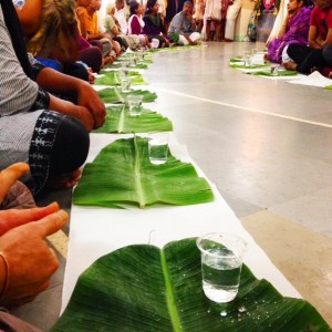 Traditional meals are served on a banana leaf