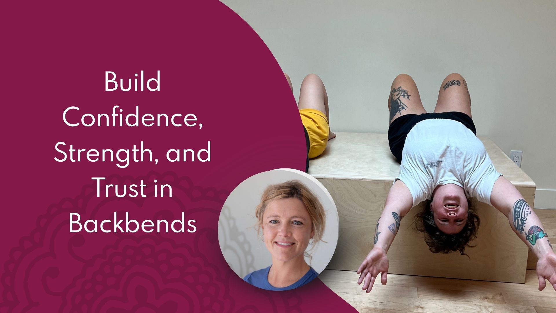 Anneke Faas Headshot, Adeline Yoga students in backbend